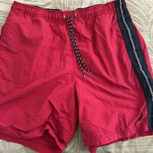 Nautical Men’s Red Swim Trunks Sized Large